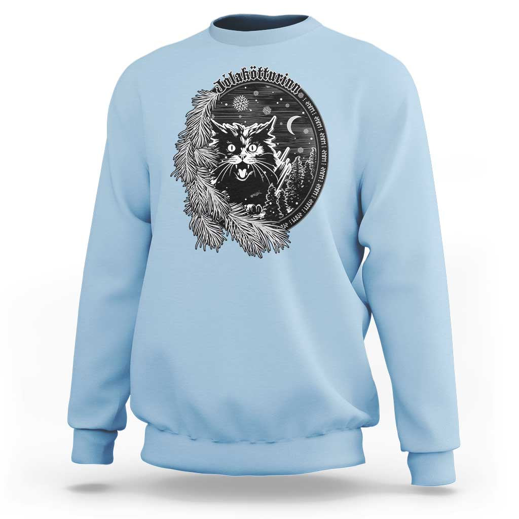 Funny Yule Black Cat Mistletoe Jolakotturinn Sweatshirt - Wonder Print Shop