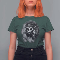 Funny Yule Black Cat Mistletoe Jolakotturinn T Shirt For Women - Wonder Print Shop
