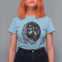 Funny Yule Black Cat Mistletoe Jolakotturinn T Shirt For Women - Wonder Print Shop