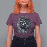 Funny Yule Black Cat Mistletoe Jolakotturinn T Shirt For Women - Wonder Print Shop