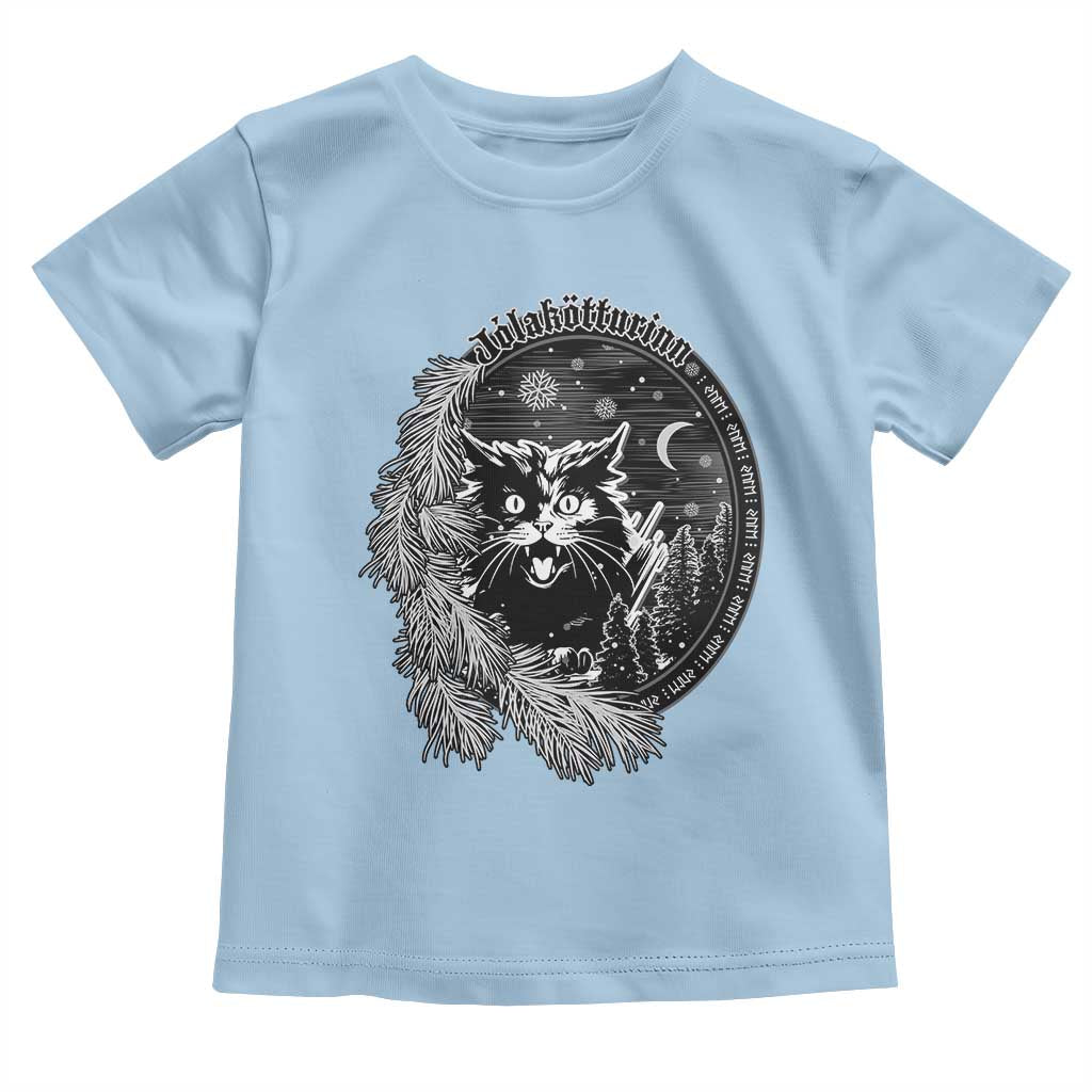 Funny Yule Black Cat Mistletoe Jolakotturinn Toddler T Shirt