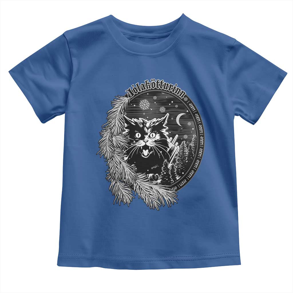 Funny Yule Black Cat Mistletoe Jolakotturinn Toddler T Shirt