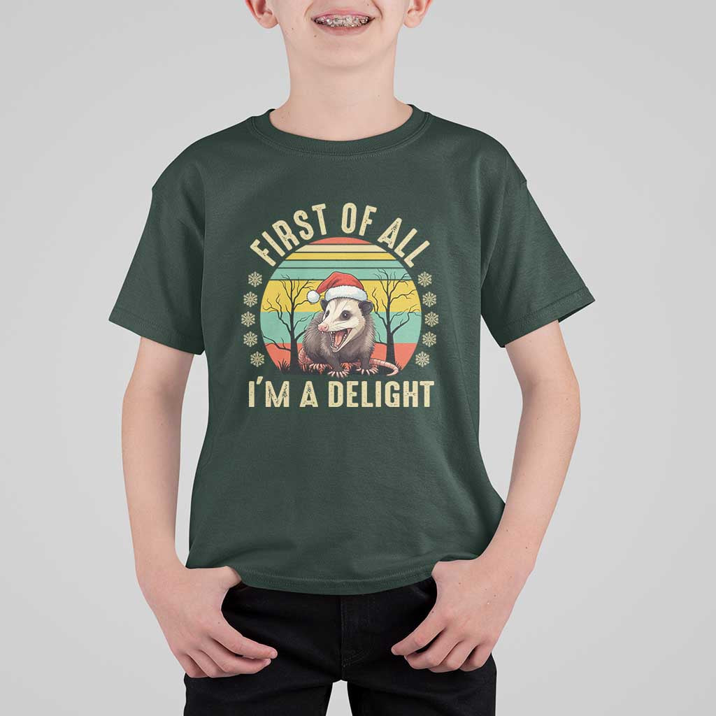 Funny First Of All I'm A Delight T Shirt For Kid Angry Opossum Possum Christmas - Wonder Print Shop