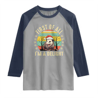 Funny First Of All I'm A Delight Raglan Shirt Angry Opossum Possum Christmas - Wonder Print Shop