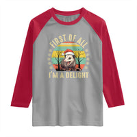 Funny First Of All I'm A Delight Raglan Shirt Angry Opossum Possum Christmas - Wonder Print Shop