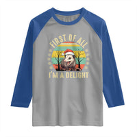Funny First Of All I'm A Delight Raglan Shirt Angry Opossum Possum Christmas - Wonder Print Shop