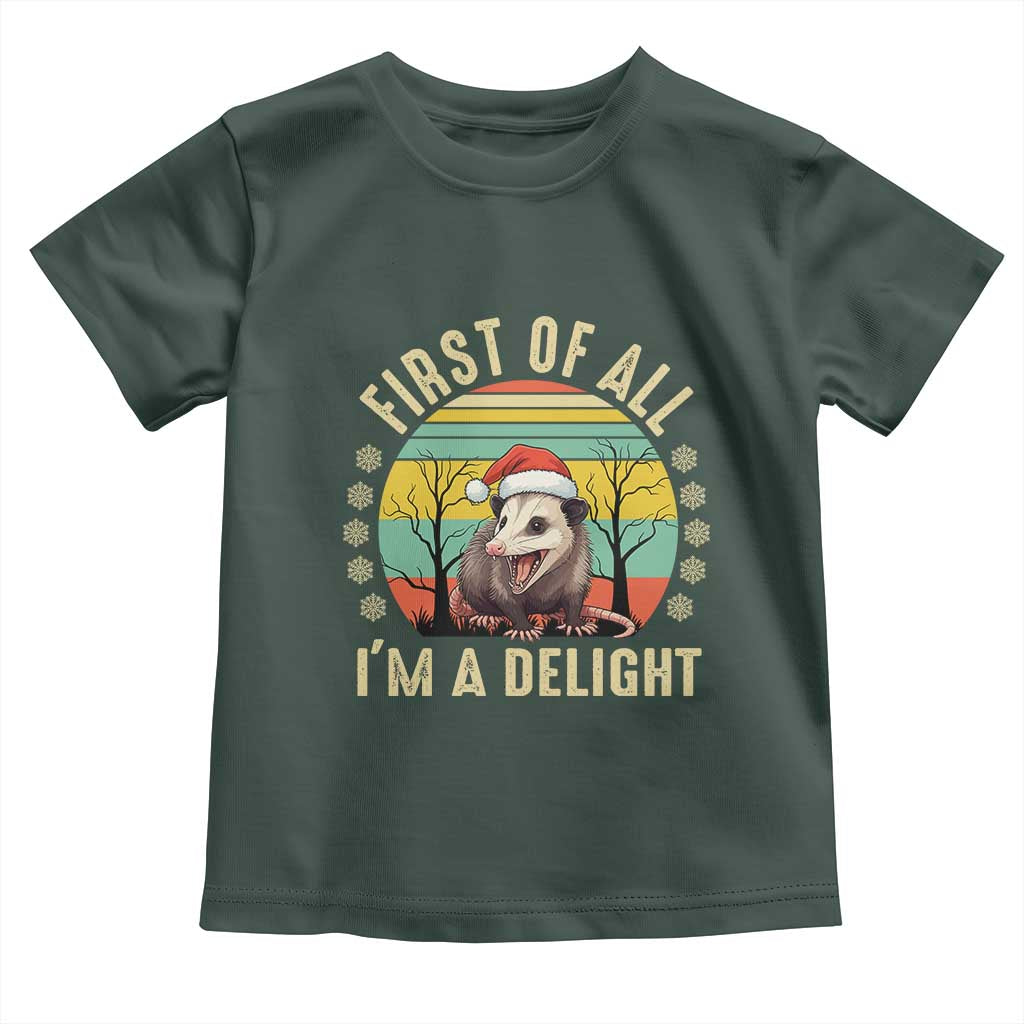 Funny First Of All I'm A Delight Toddler T Shirt Angry Opossum Possum Christmas