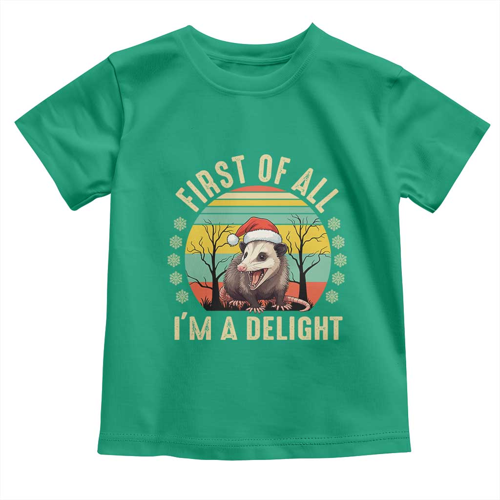 Funny First Of All I'm A Delight Toddler T Shirt Angry Opossum Possum Christmas