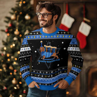 Happy Dachshund Hanukkah Ugly Sweater Wiener Dog Menorah Chanukah - Wonder Print Shop