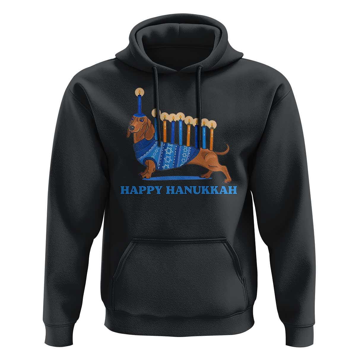 Funny Happy Hanukkah Dachshund Wiener Dog Menorah Hoodie