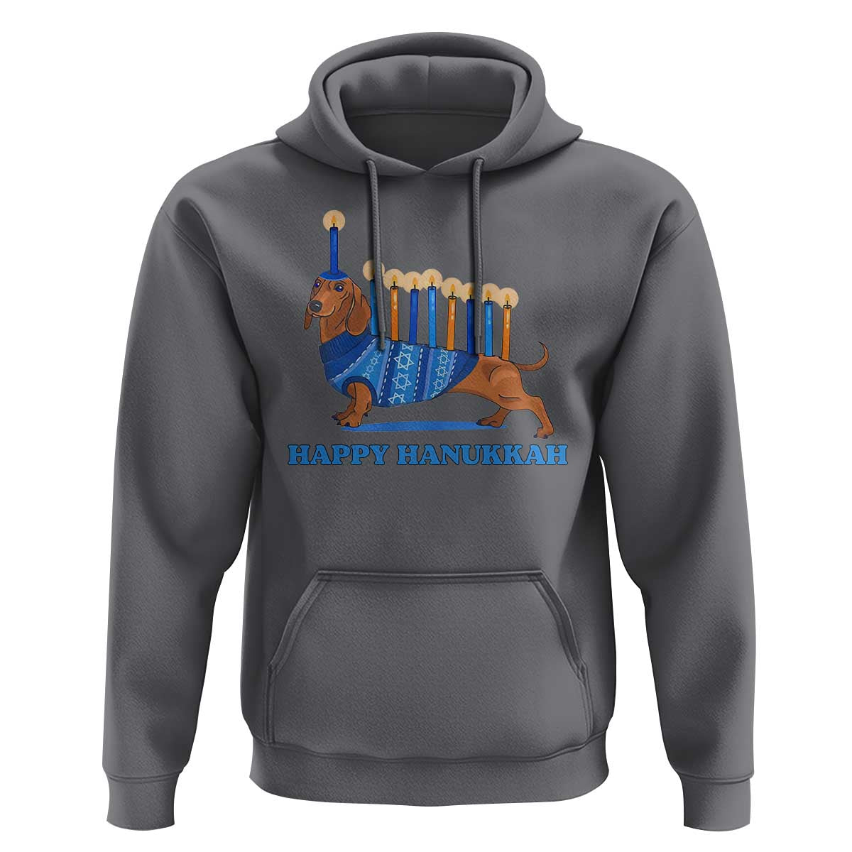 Funny Happy Hanukkah Dachshund Wiener Dog Menorah Hoodie