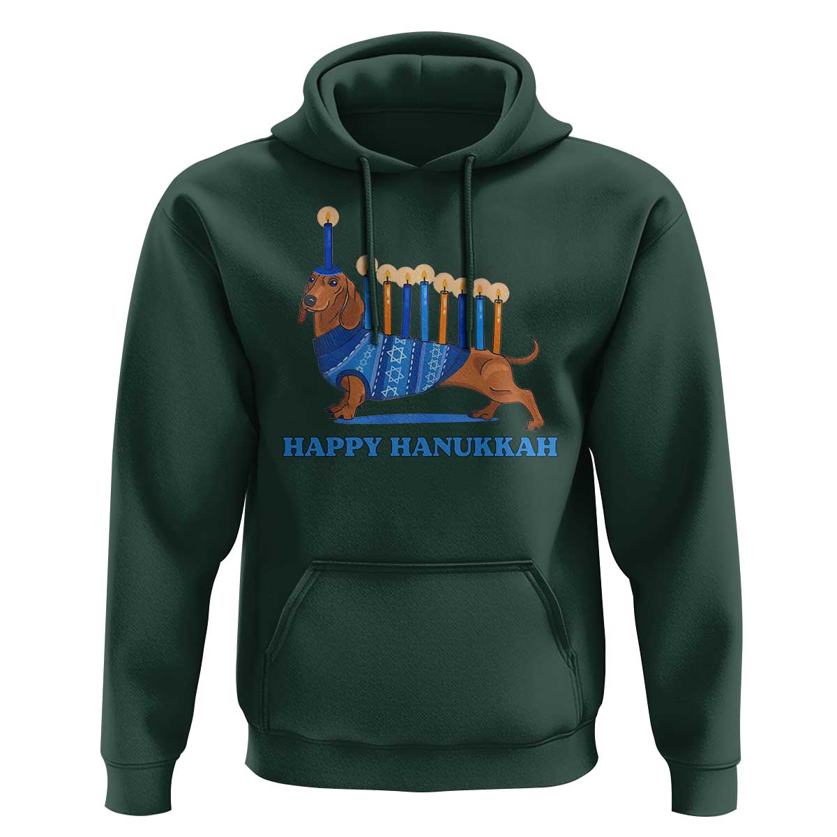 Funny Happy Hanukkah Dachshund Wiener Dog Menorah Hoodie