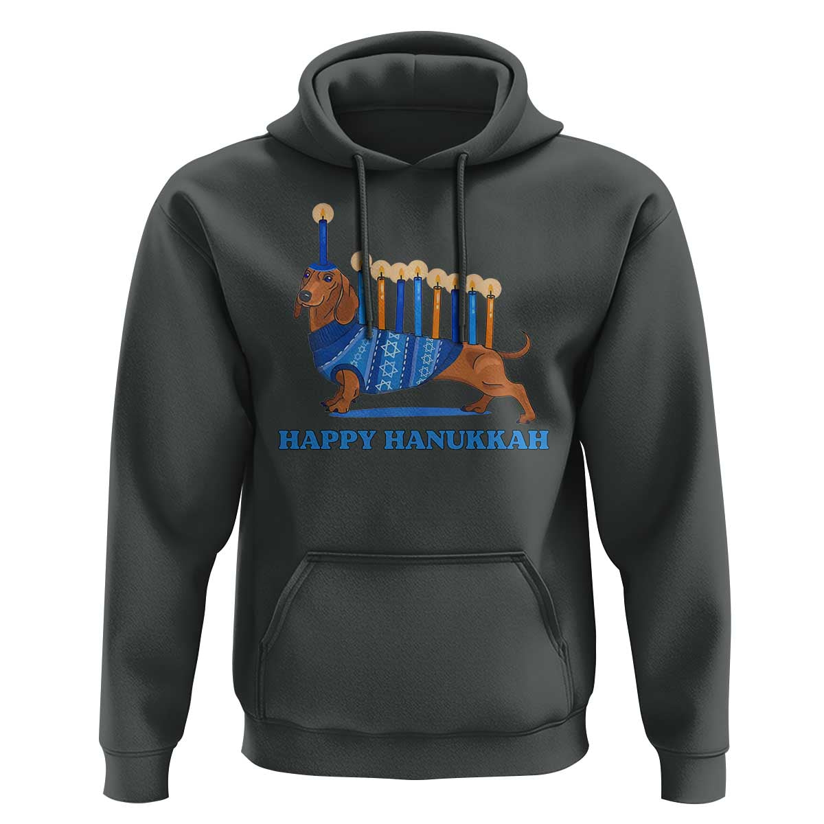 Funny Happy Hanukkah Dachshund Wiener Dog Menorah Hoodie