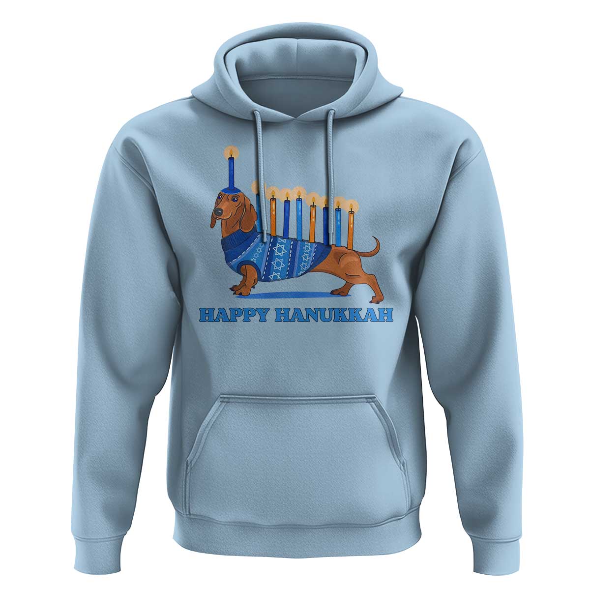 Funny Happy Hanukkah Dachshund Wiener Dog Menorah Hoodie