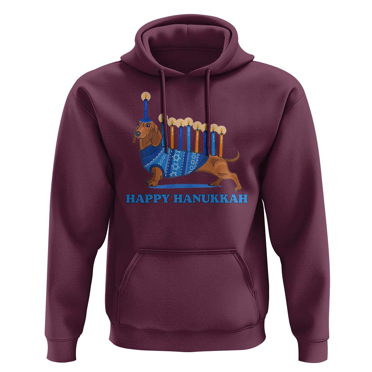 Funny Happy Hanukkah Dachshund Wiener Dog Menorah Hoodie