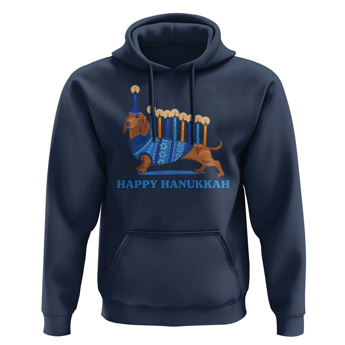 Funny Happy Hanukkah Dachshund Wiener Dog Menorah Hoodie