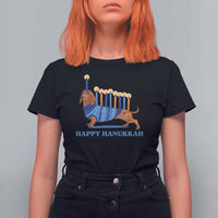 Funny Happy Hanukkah Dachshund Wiener Dog Menorah T Shirt For Women - Wonder Print Shop