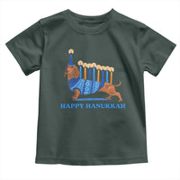 Funny Happy Hanukkah Dachshund Wiener Dog Menorah Toddler T Shirt