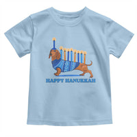 Funny Happy Hanukkah Dachshund Wiener Dog Menorah Toddler T Shirt