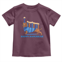 Funny Happy Hanukkah Dachshund Wiener Dog Menorah Toddler T Shirt