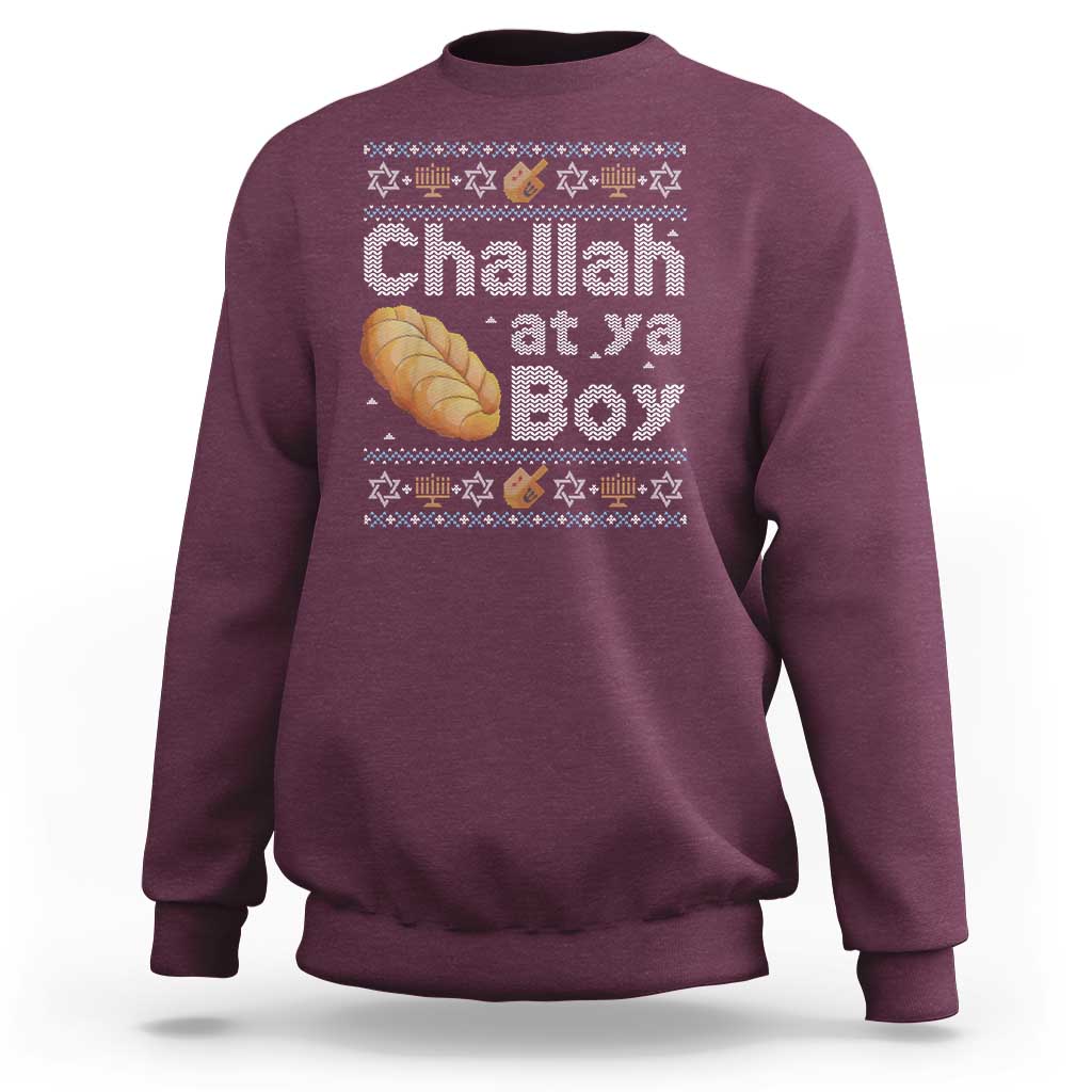 Funny Hanukkah Sweatshirt Challah At Ya Boy Jewish Holiday - Wonder Print Shop