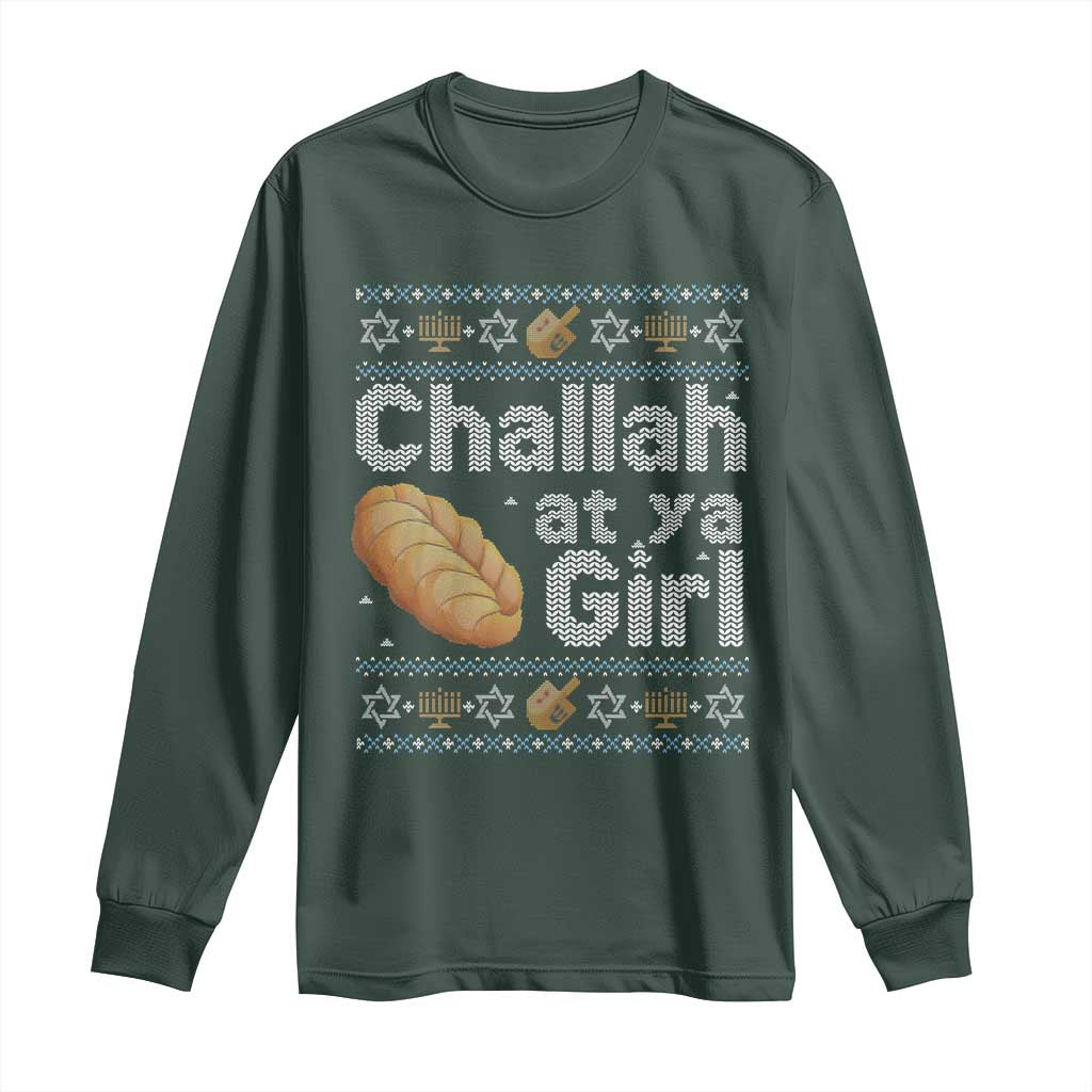 Funny Hanukkah Long Sleeve Shirt Challah At Ya Girl Jewish Holiday