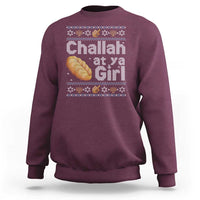 Funny Hanukkah Sweatshirt Challah At Ya Girl Jewish Holiday - Wonder Print Shop