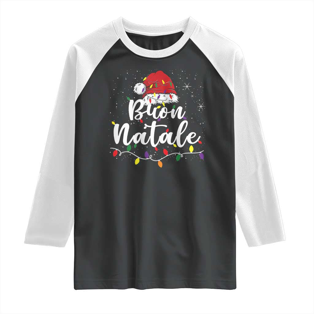 Funny Buon Natale Raglan Shirt Italian Christmas Italy Pride Santa Hat - Wonder Print Shop