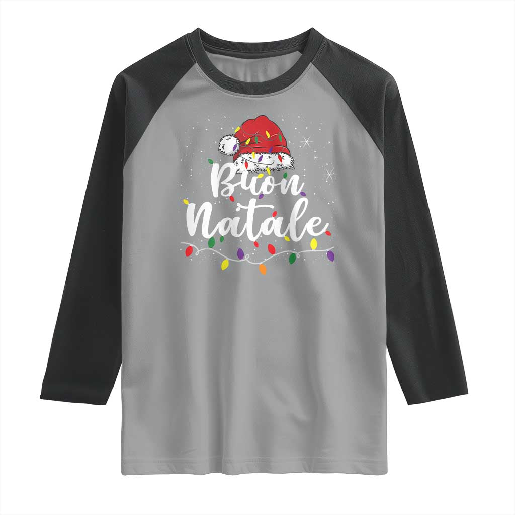 Funny Buon Natale Raglan Shirt Italian Christmas Italy Pride Santa Hat - Wonder Print Shop