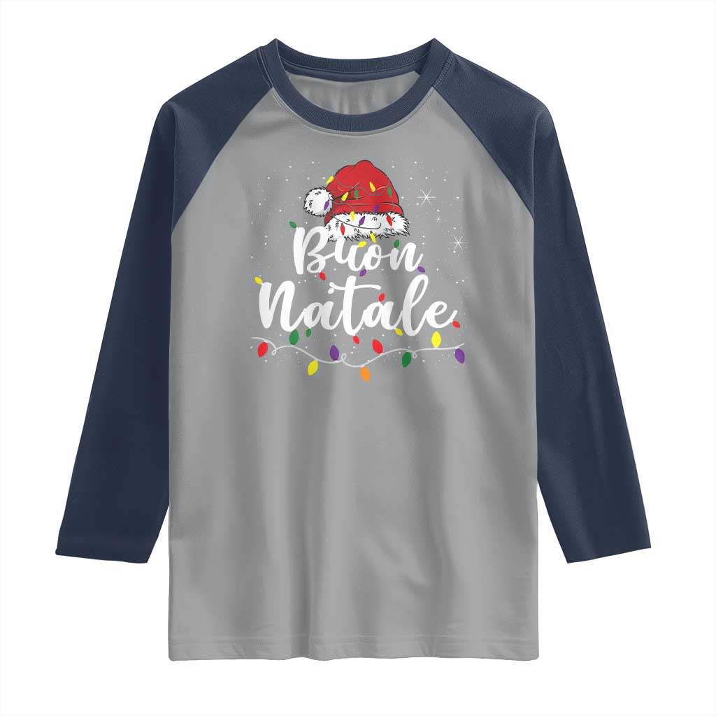 Funny Buon Natale Raglan Shirt Italian Christmas Italy Pride Santa Hat - Wonder Print Shop