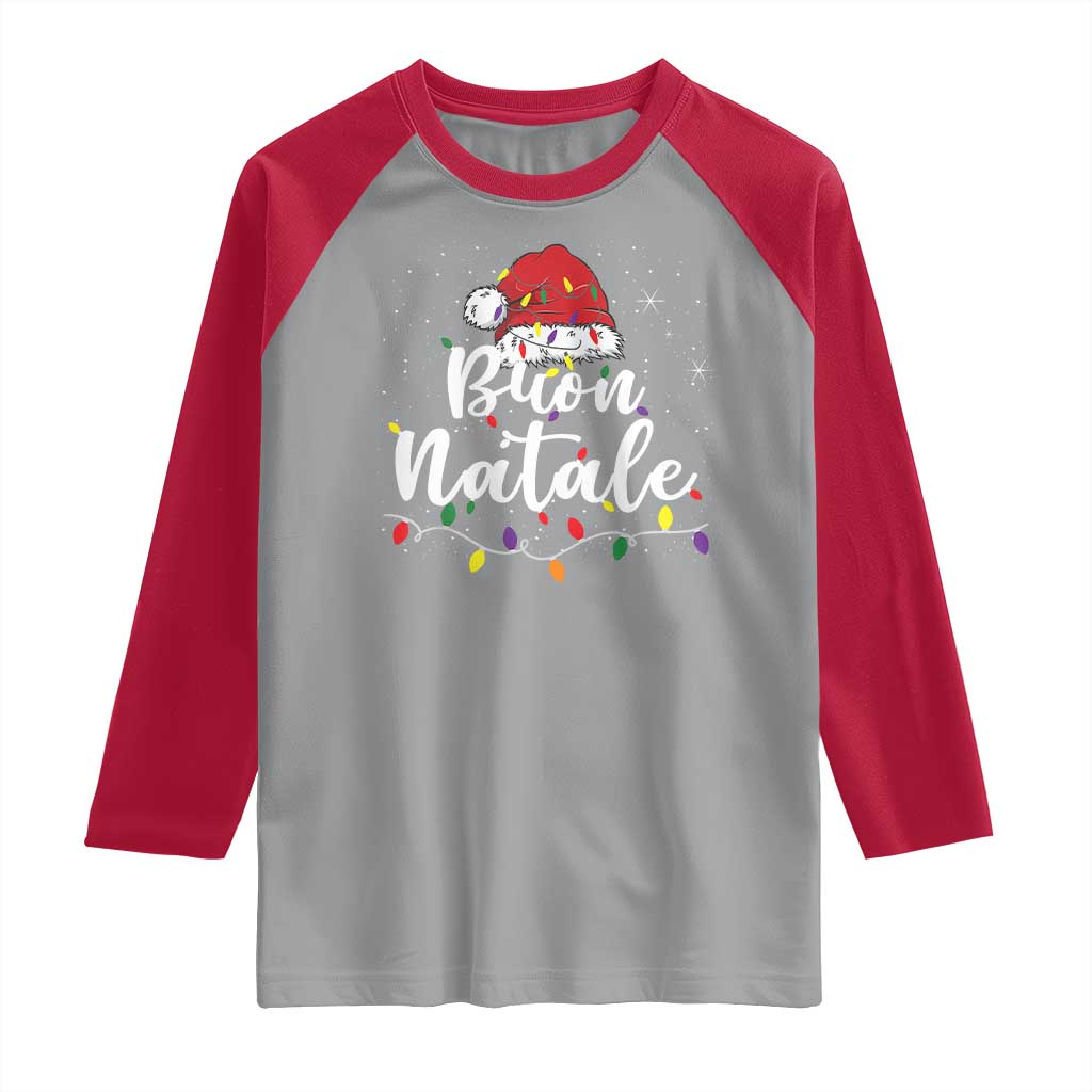 Funny Buon Natale Raglan Shirt Italian Christmas Italy Pride Santa Hat - Wonder Print Shop