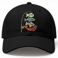 Funny Here Fishy Fishy Retro Fisherman Baseball Cap