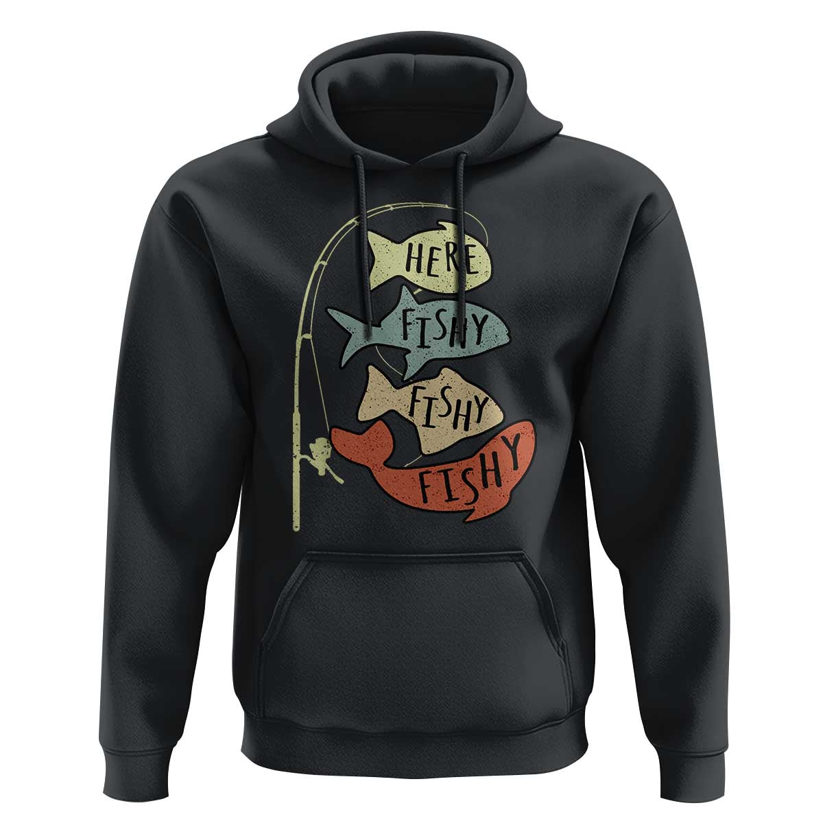 Funny Here Fishy Fishy Retro Fisherman Hoodie