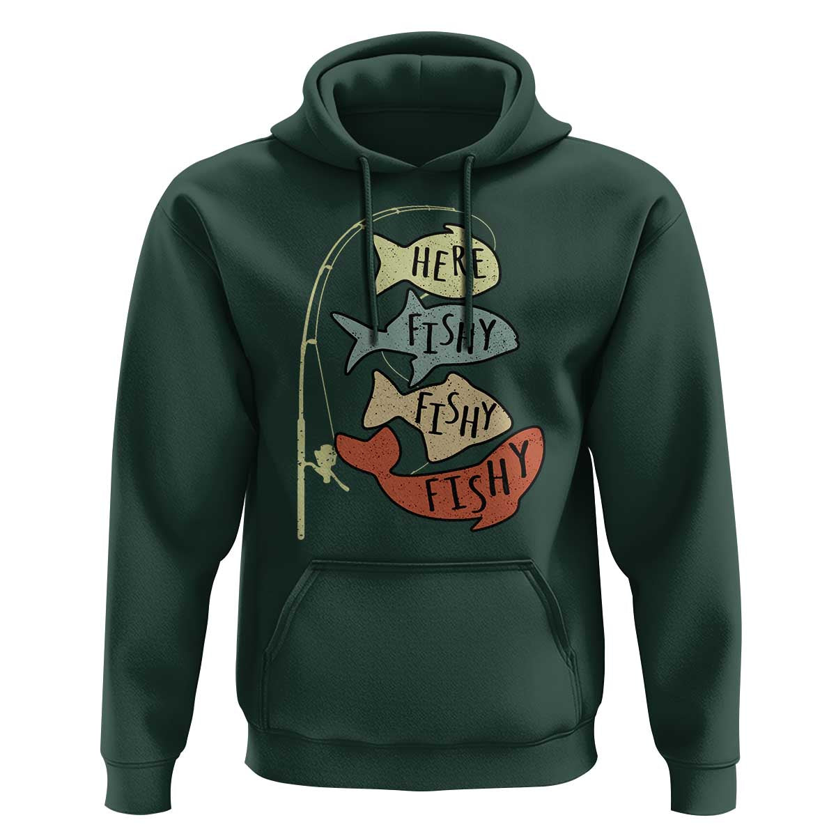Funny Here Fishy Fishy Retro Fisherman Hoodie