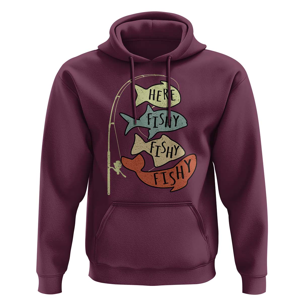 Funny Here Fishy Fishy Retro Fisherman Hoodie