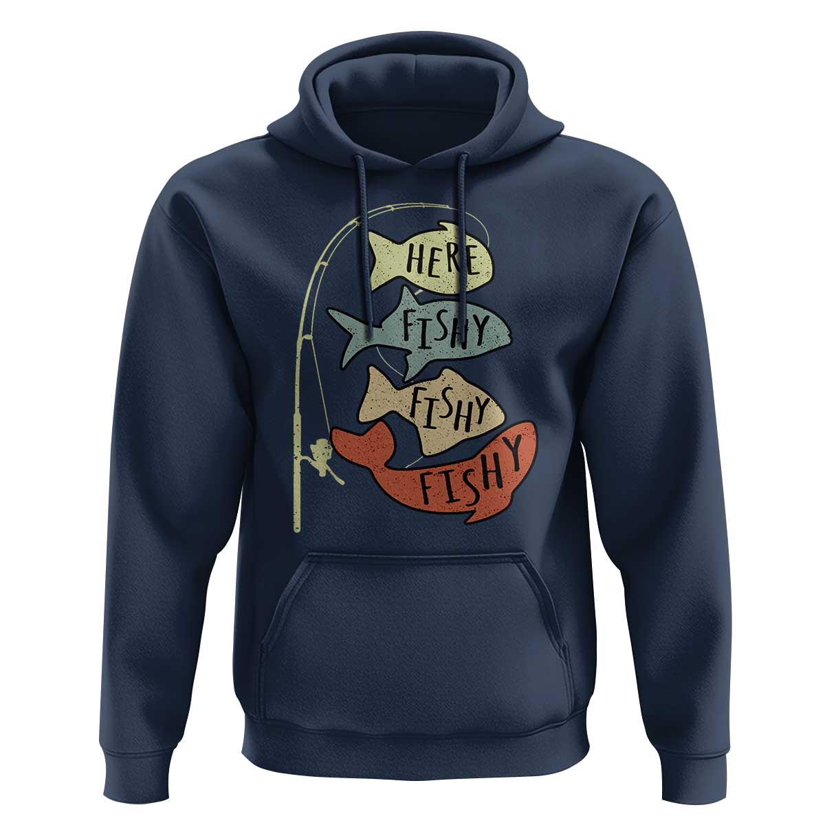Funny Here Fishy Fishy Retro Fisherman Hoodie