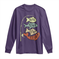 Funny Here Fishy Fishy Retro Fisherman Long Sleeve Shirt