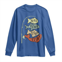 Funny Here Fishy Fishy Retro Fisherman Long Sleeve Shirt