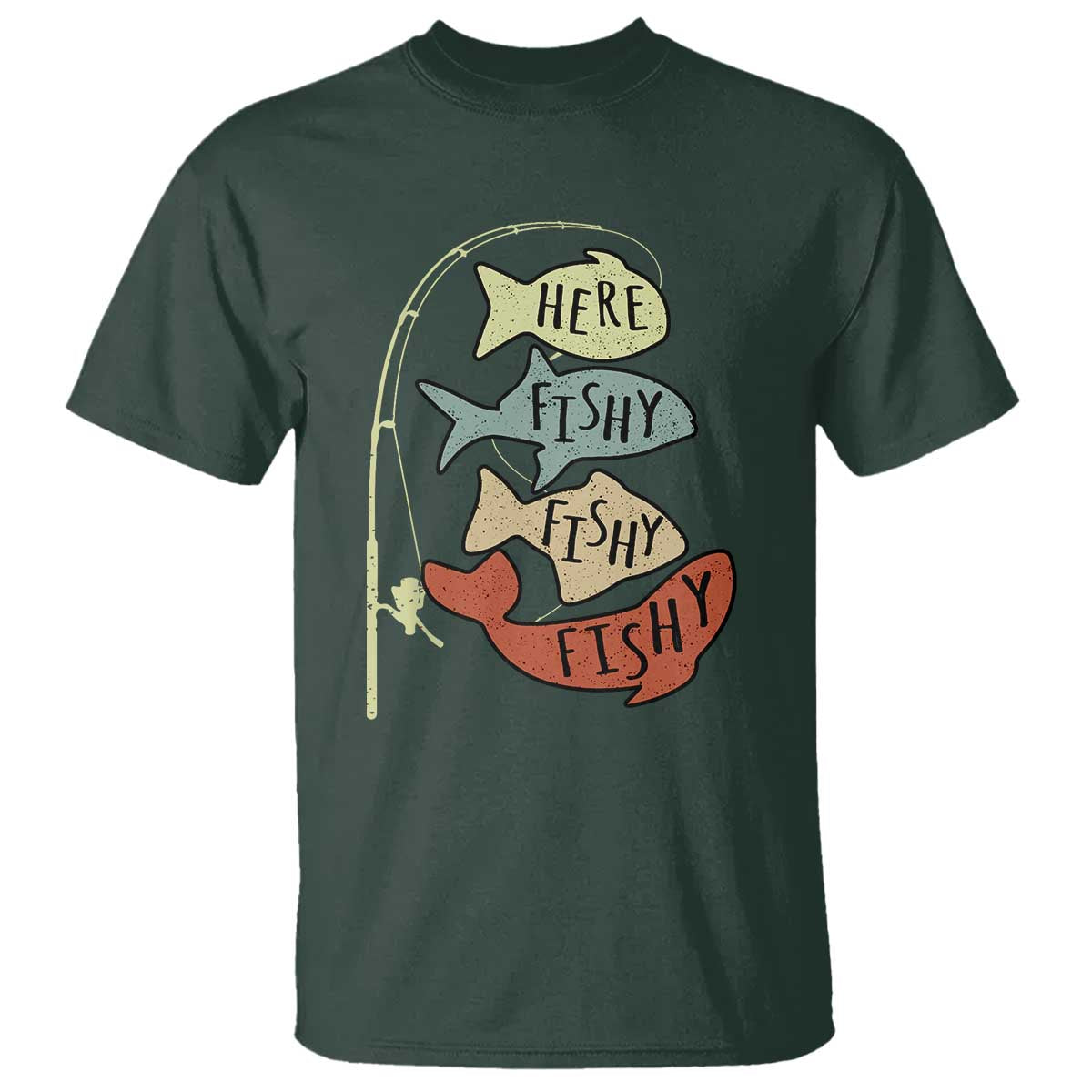 Funny Here Fishy Fishy Retro Fisherman T Shirt - Wonder Print Shop