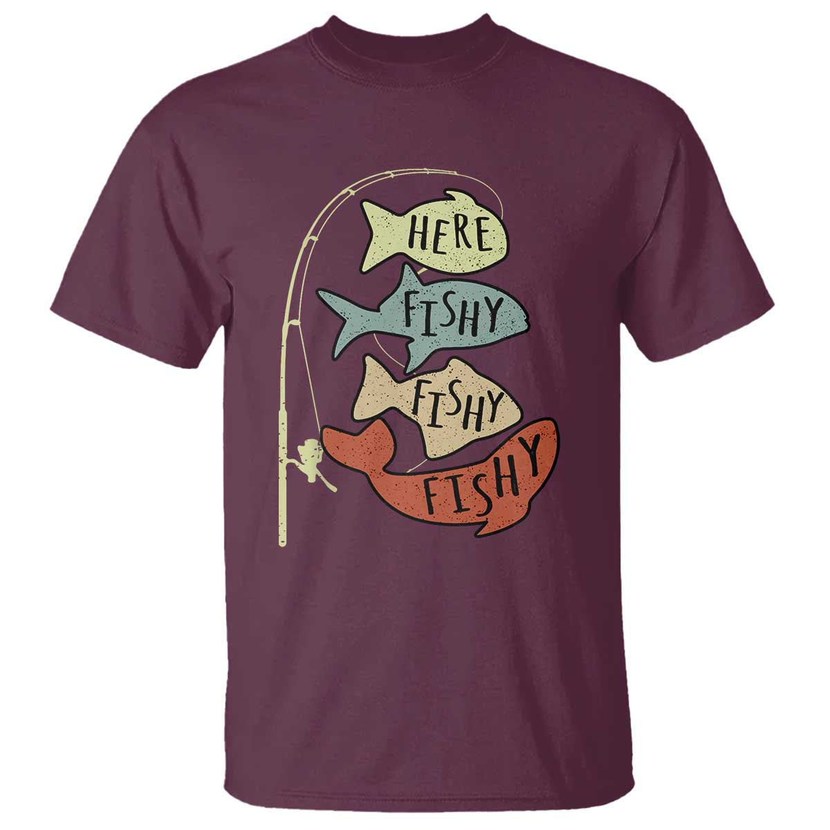 Funny Here Fishy Fishy Retro Fisherman T Shirt - Wonder Print Shop