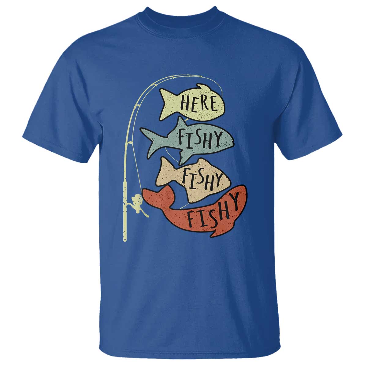 Funny Here Fishy Fishy Retro Fisherman T Shirt - Wonder Print Shop