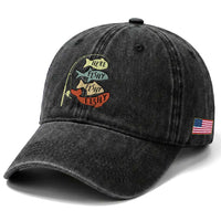 Funny Here Fishy Fishy Retro Fisherman Washed Cotton Baseball Cap