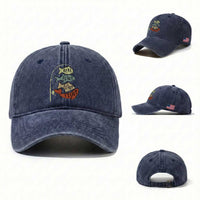 Funny Here Fishy Fishy Retro Fisherman Washed Cotton Baseball Cap