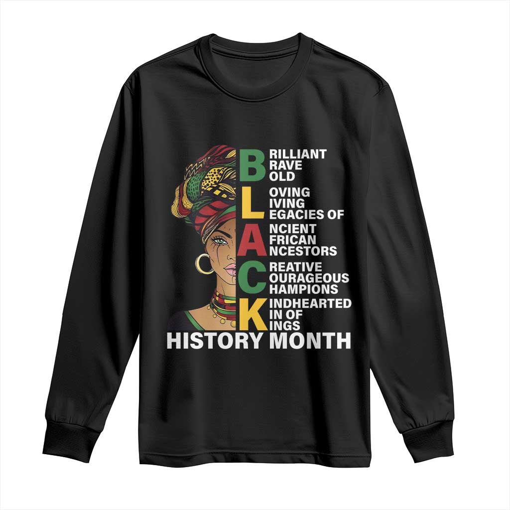 Black History Month Brilliant Brave Bold Long Sleeve Shirt African American Pride