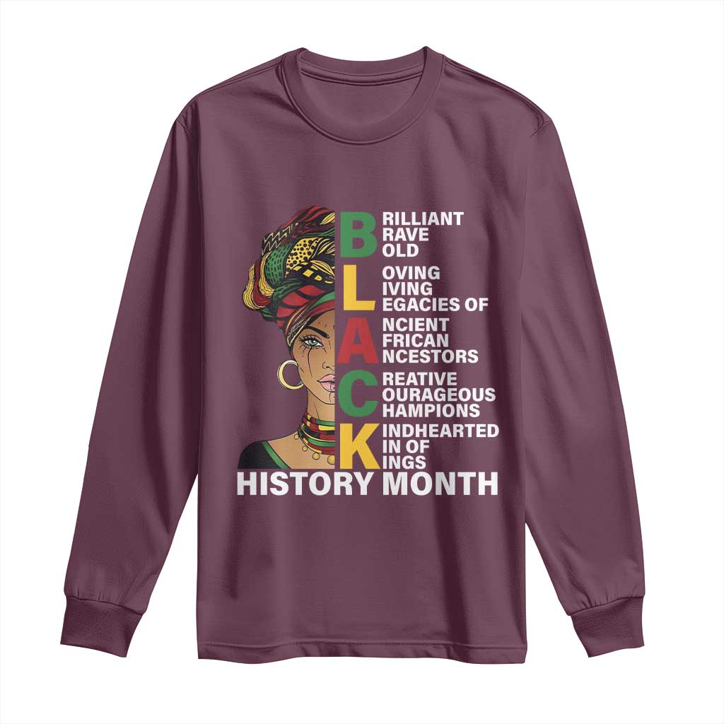 Black History Month Brilliant Brave Bold Long Sleeve Shirt African American Pride