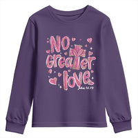 Christian Religious God Valentine's Day Youth Sweatshirt No Greater Love Bible Verse