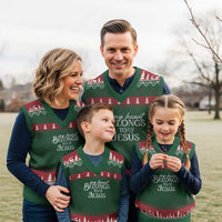 My Heart Belongs To Jesus V-Neck Knit Sweater Vest Christian Religious God Valentine's Day - Wonder Print Shop