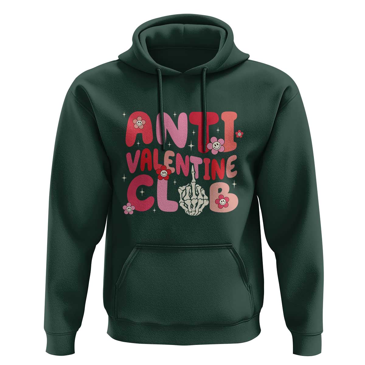 Funny Anti Valentine Club Hoodie Retro Anti Valentine's Day Middle Finger
