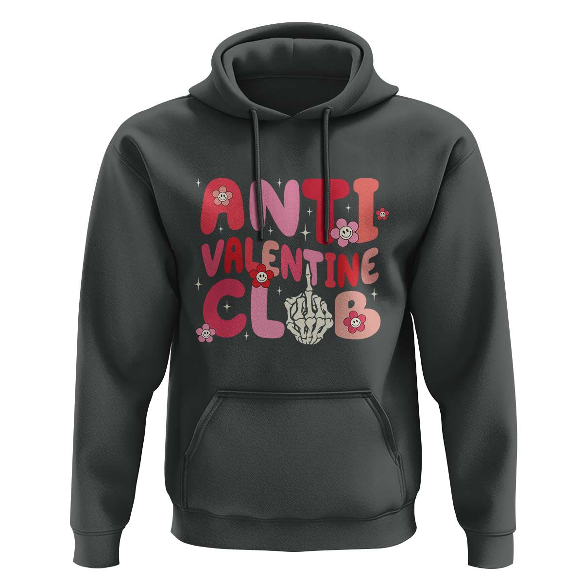 Funny Anti Valentine Club Hoodie Retro Anti Valentine's Day Middle Finger