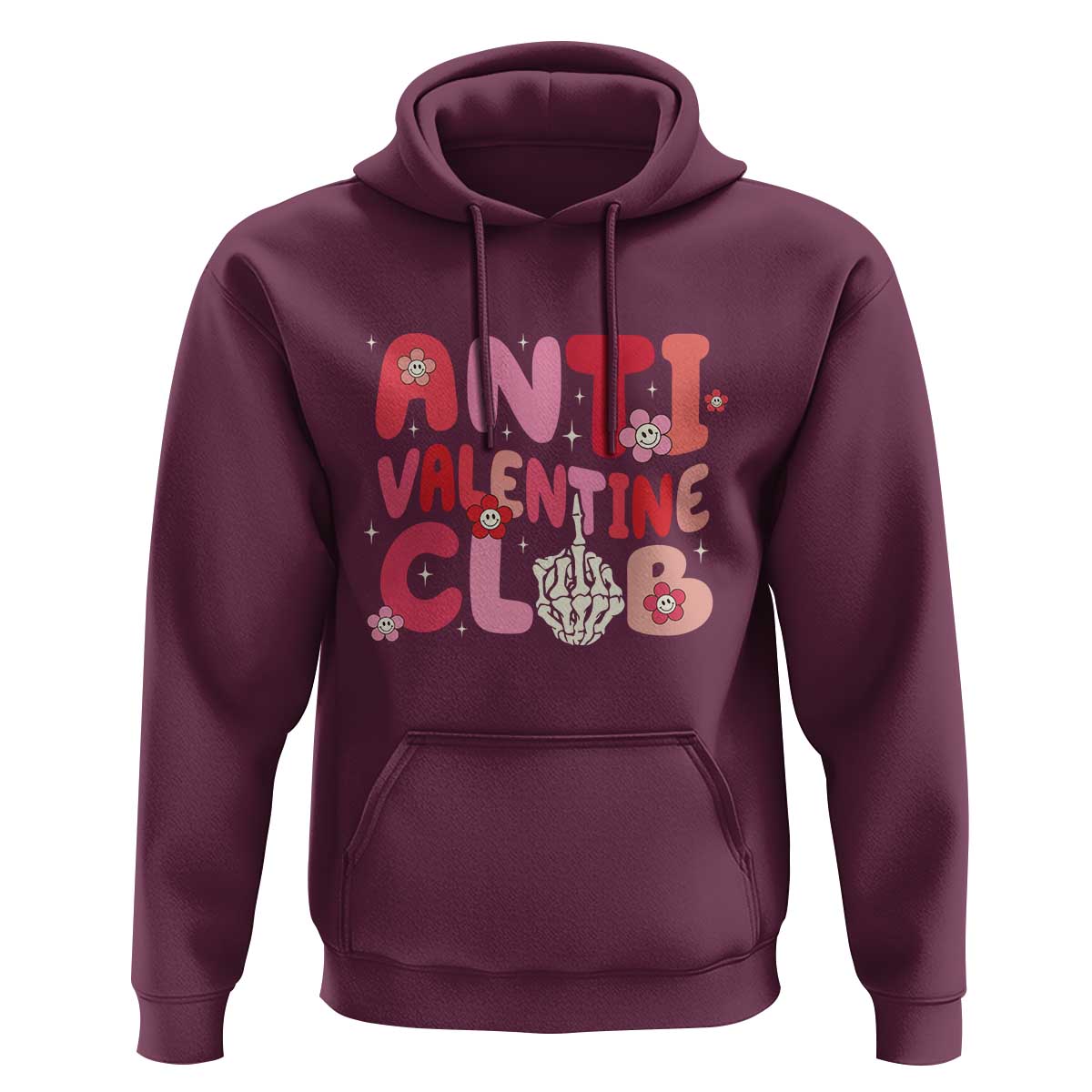 Funny Anti Valentine Club Hoodie Retro Anti Valentine's Day Middle Finger